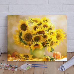 diy数字油画风景花卉客厅卧室 暖阳 欧式有框40*50手绘装饰画包邮