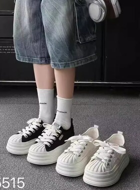 巴迪雅女鞋2025春夏新款欧洲站厚底系带网面透气时尚板鞋女85515