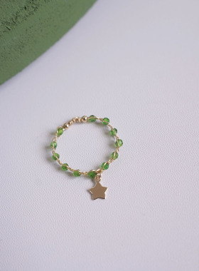 14k包金透辉石戒指女高级感