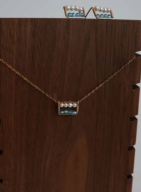 14k包金海蓝宝珍珠优雅锁骨链