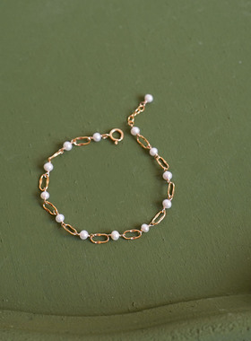 14k包金云朵淡水珍珠手链