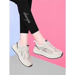 运动鞋女鞋子2025夏季新款网鞋透气网面休闲软底小白鞋女士跑步鞋