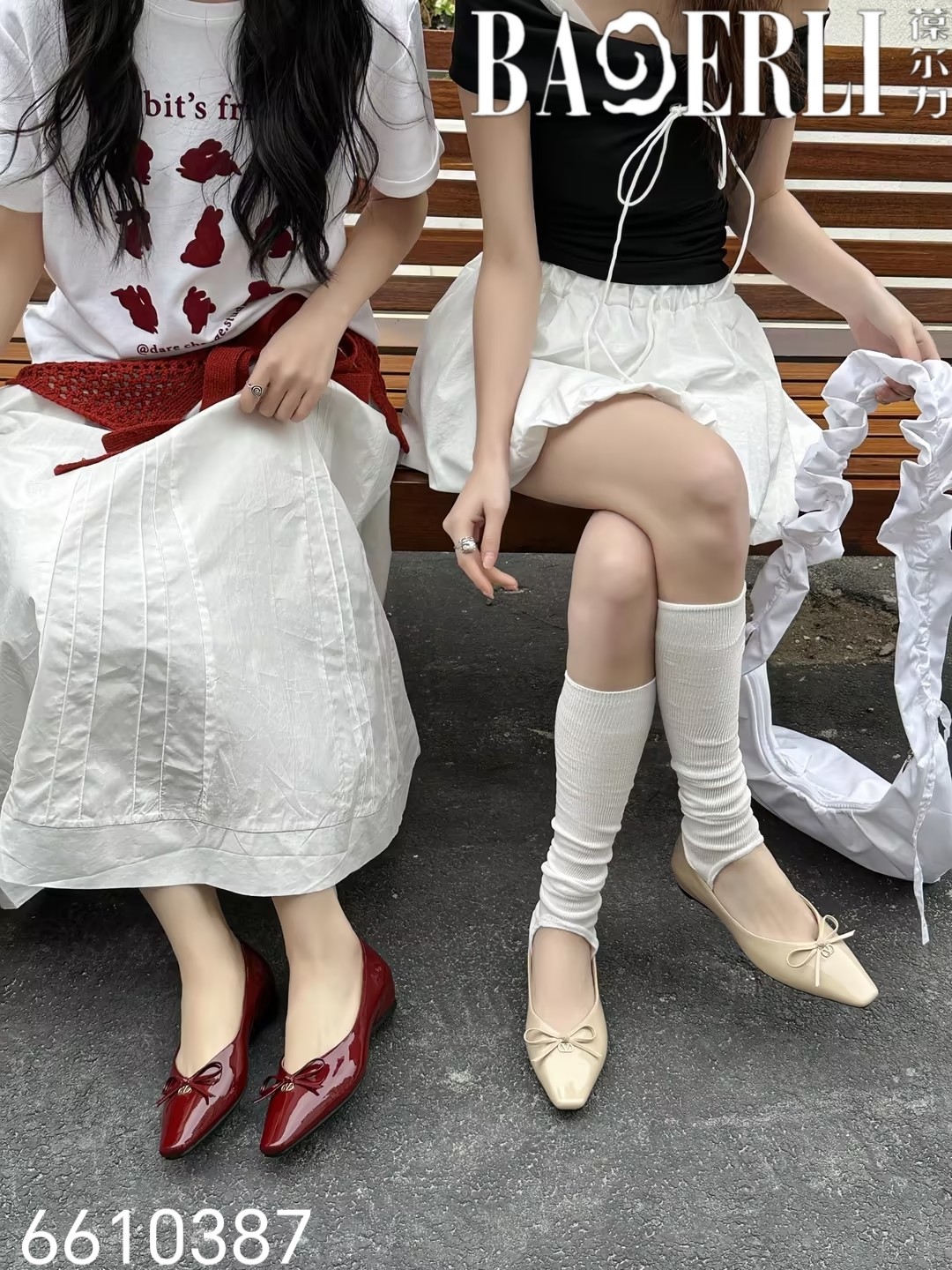 葆尔力专柜正品2026新款牛漆皮方头蝴蝶结浅口单鞋女鞋