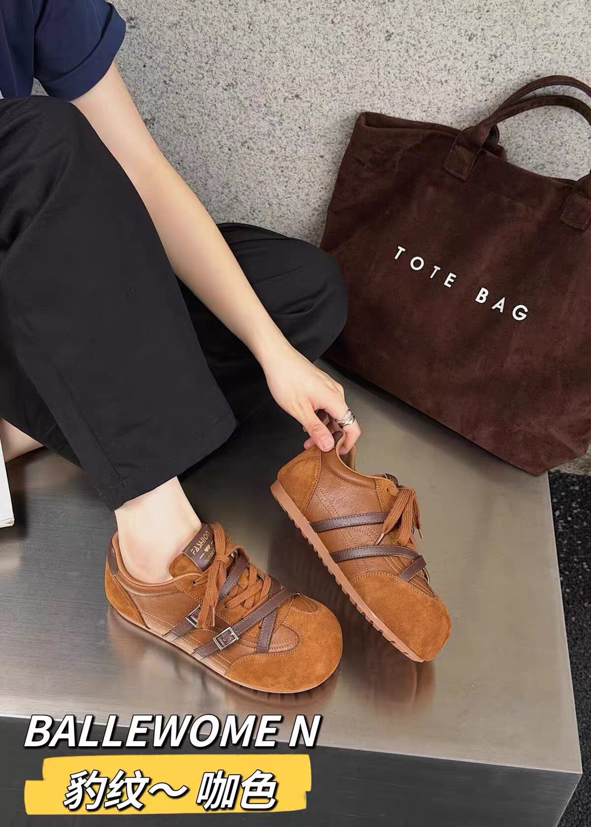 专柜正品白丽女人2026新款牛反绒圆头松糕厚底板休闲鞋勃肯德训鞋