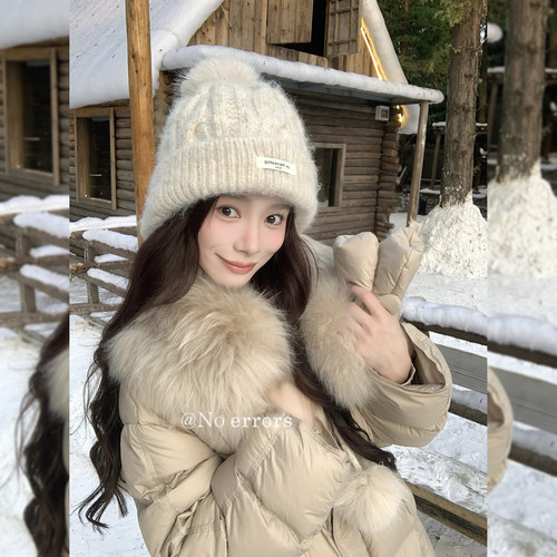 不出错 No errors可拆卸山羊绒毛领手套鹅绒服女冬季阔版保暖外套