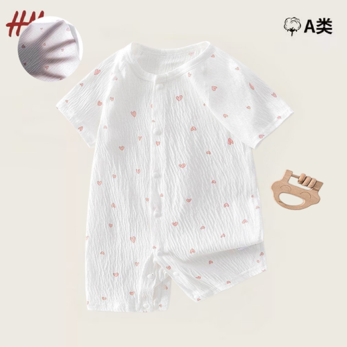 夏季新生儿薄款透气短袖连体衣