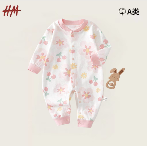 清仓女宝宝纯棉无骨长袖连体衣