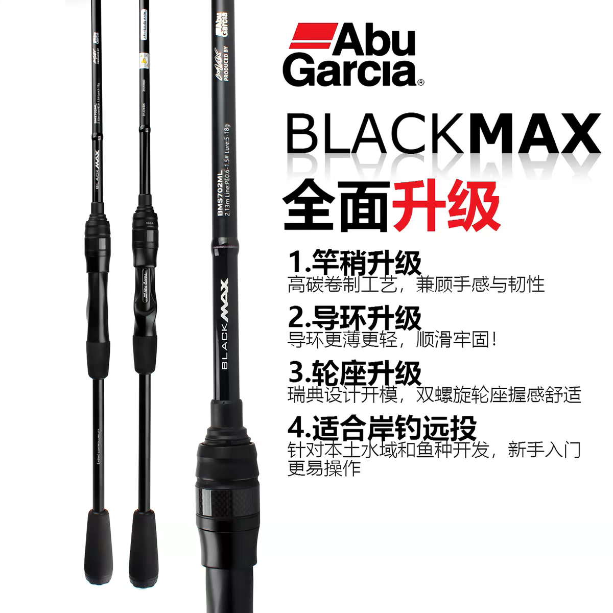 23新款阿布BMAX远投碳素竿微物路亚竿淡水海钓打黑泛用鱼路亚鱼竿