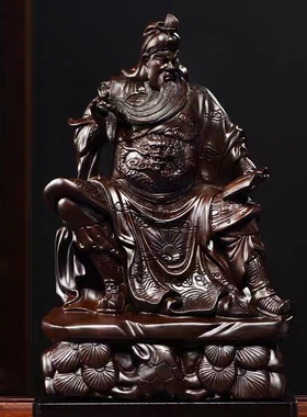黑檀木雕看书关公摆件关二爷实木看春秋文关公武财神公司开业送礼