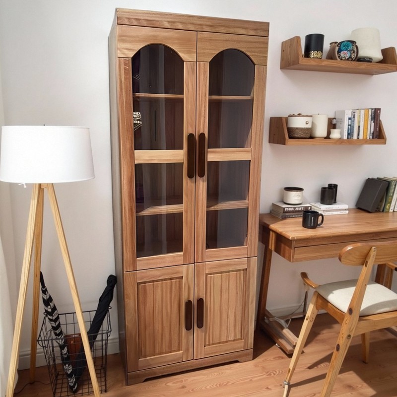 全实木书柜两门三门全红檀木书橱储物柜置物柜展示柜立柜组合书柜