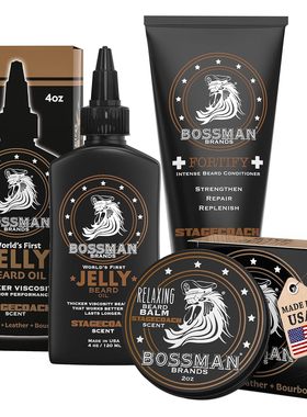 US直邮Bossman  Essentials Beard Kit for Men男士胡须油套装膏