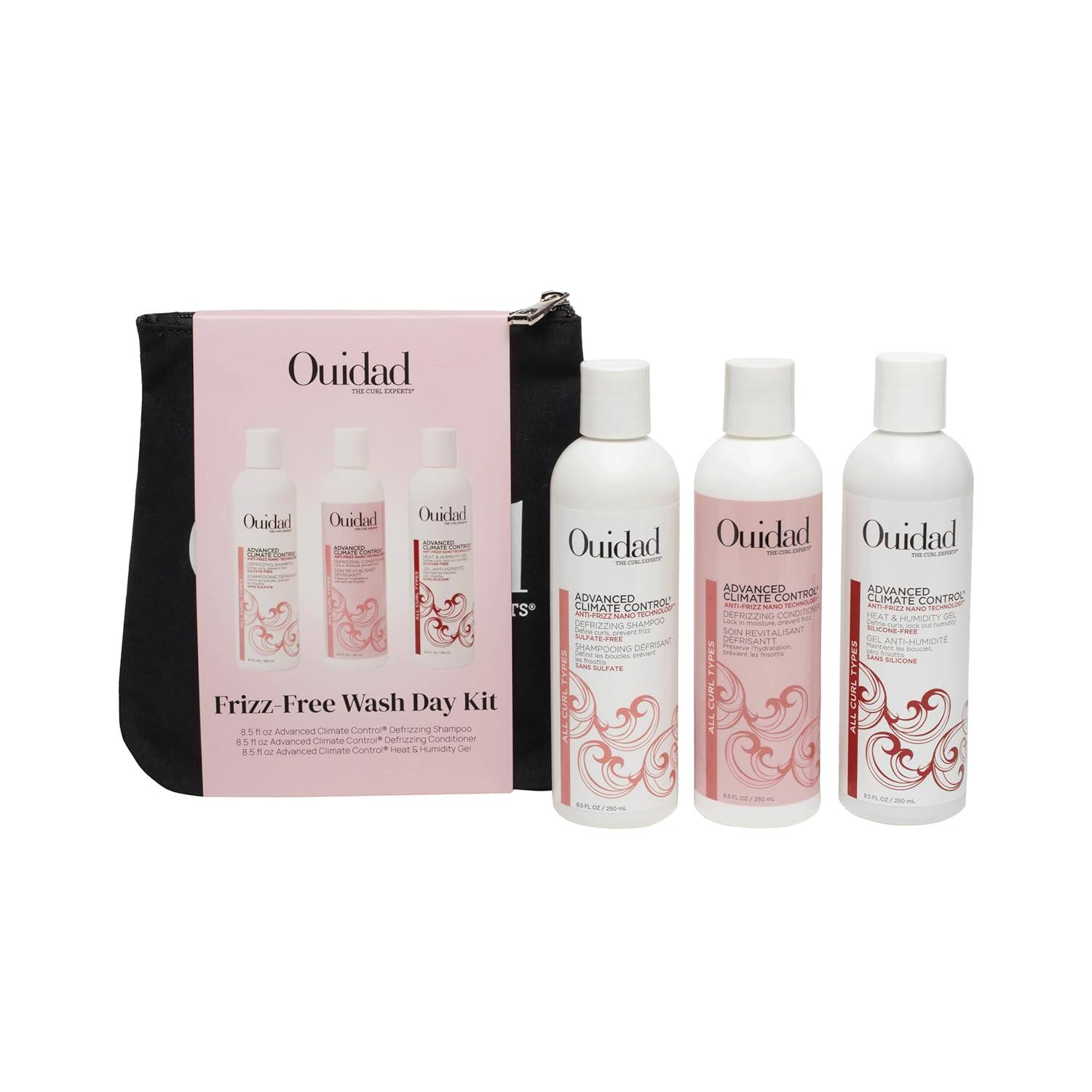 美国直邮 Ouidad Wash Day Hair Care Kit无毛躁洗发水护发素套装