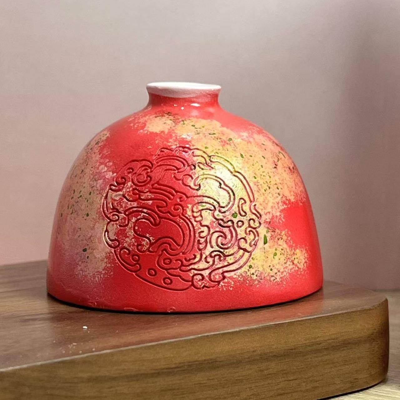 博物馆文创清代·豇豆红釉团螭纹太白尊树脂冰箱贴