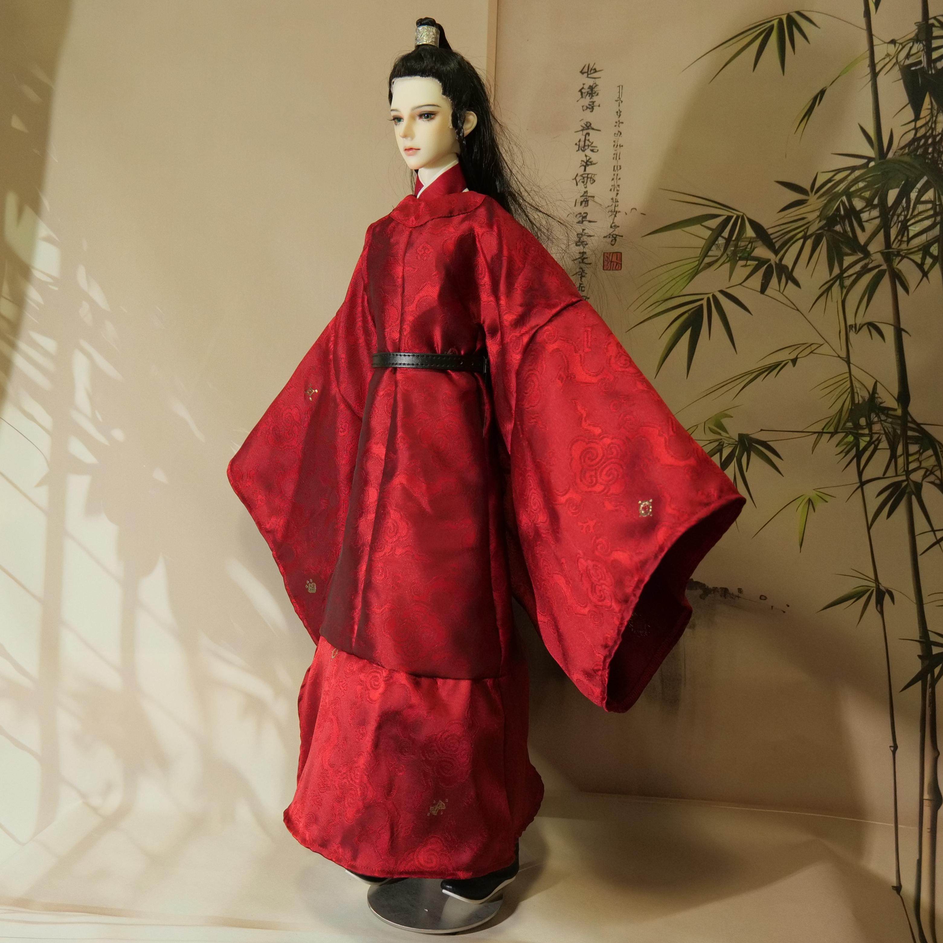 【玲珑阁】bjd娃衣宋制襕袍官服祥云织金红古装汉服三分叔