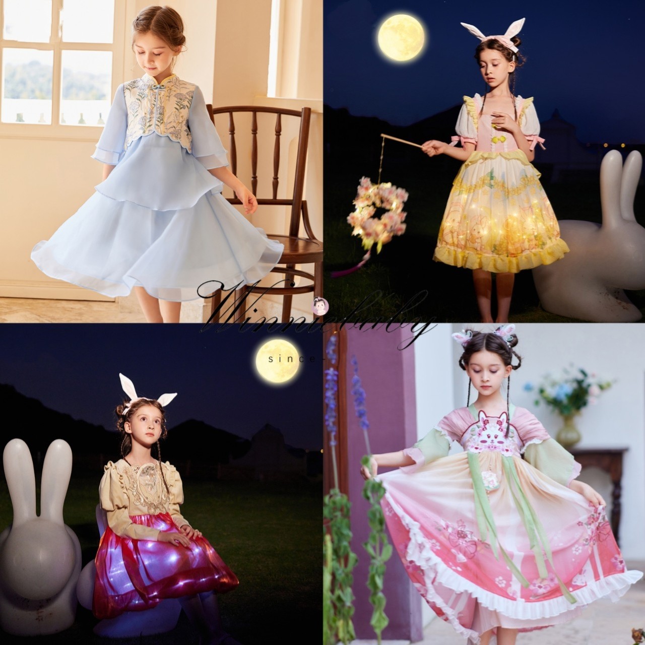 爱安玖正品汉服女童古风秋款礼服古装唐装小女生国风国学演出服
