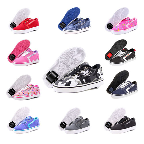 美国HEELYS暴走鞋四季新款成人男女儿童学生帆布单轮轮滑代步