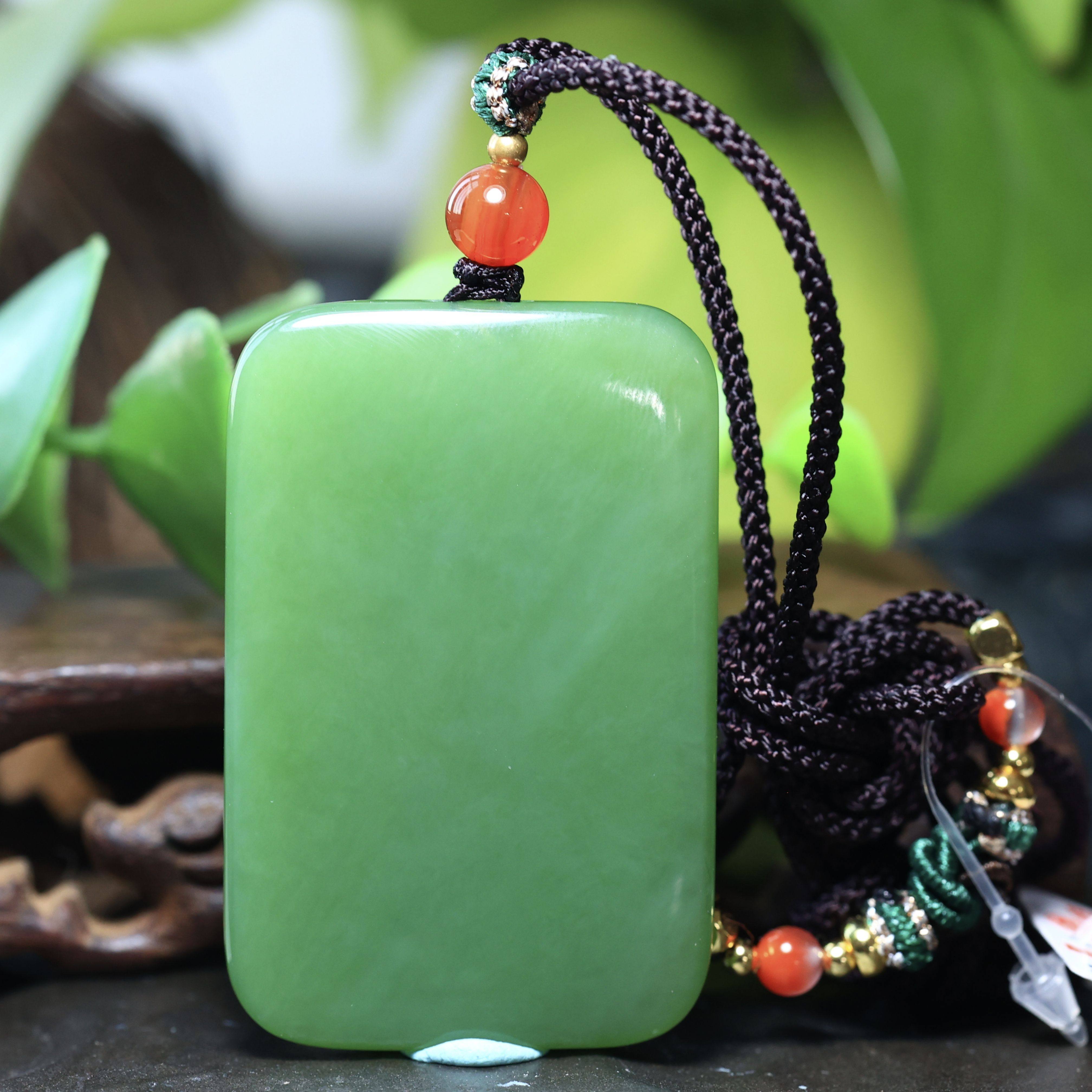 湖水绿平安无事牌吊坠男女款挂件碧玉平安牌天然玉石玉挂坠