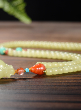 若羌黄玉佛珠手链项链多用款