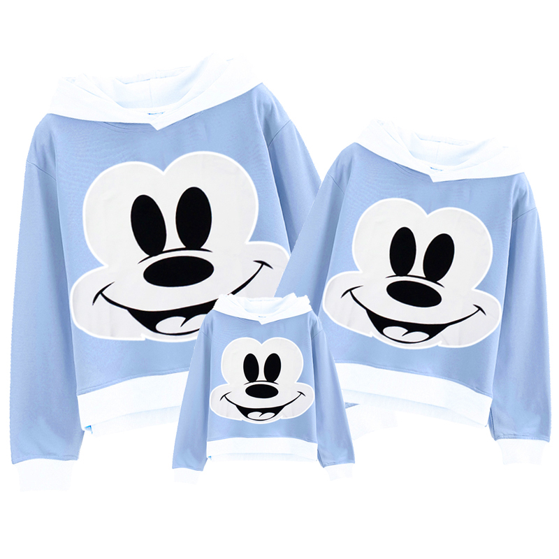 纯棉卡通米老鼠米奇亲子装一家三口母子母女装加绒长袖卫衣春秋装