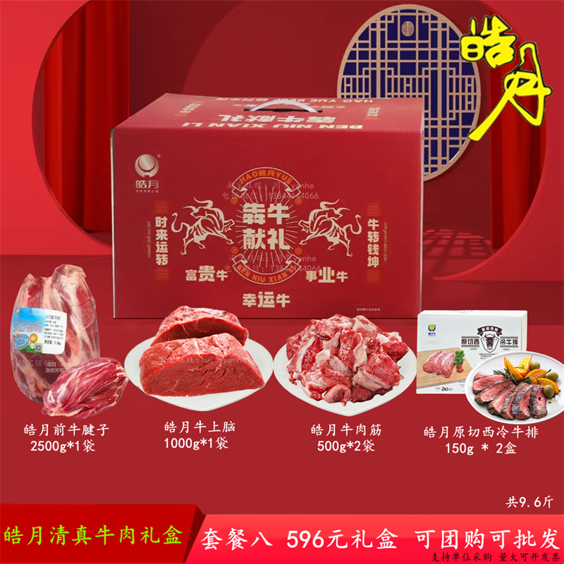 牛肉礼盒皓月年货好物国产黄牛肉新鲜冷冻牛肉佳节礼品红生鲜礼盒