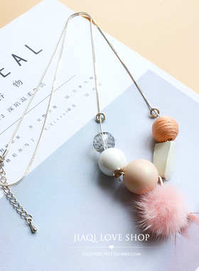 日韩风长款棉麻配饰挂件毛衣链