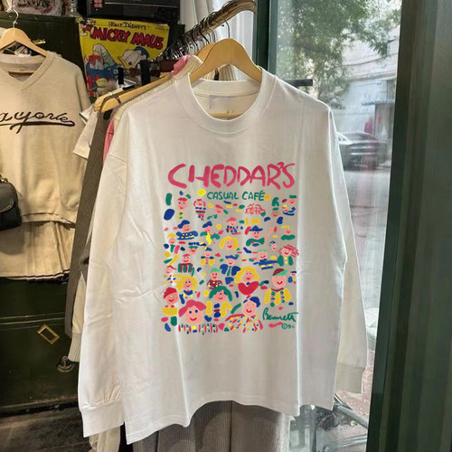 300克重磅纯棉！秋冬潮牌长袖T恤男美式休闲字母奶酪打底衫上衣