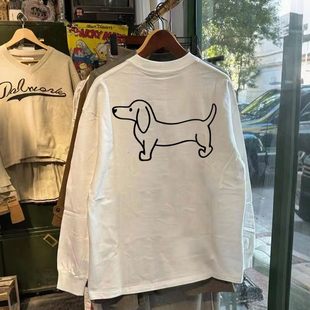 防晒腊肠小狗打底衫 T恤男美式 衣服 春秋冬潮牌长袖 300克重磅纯棉
