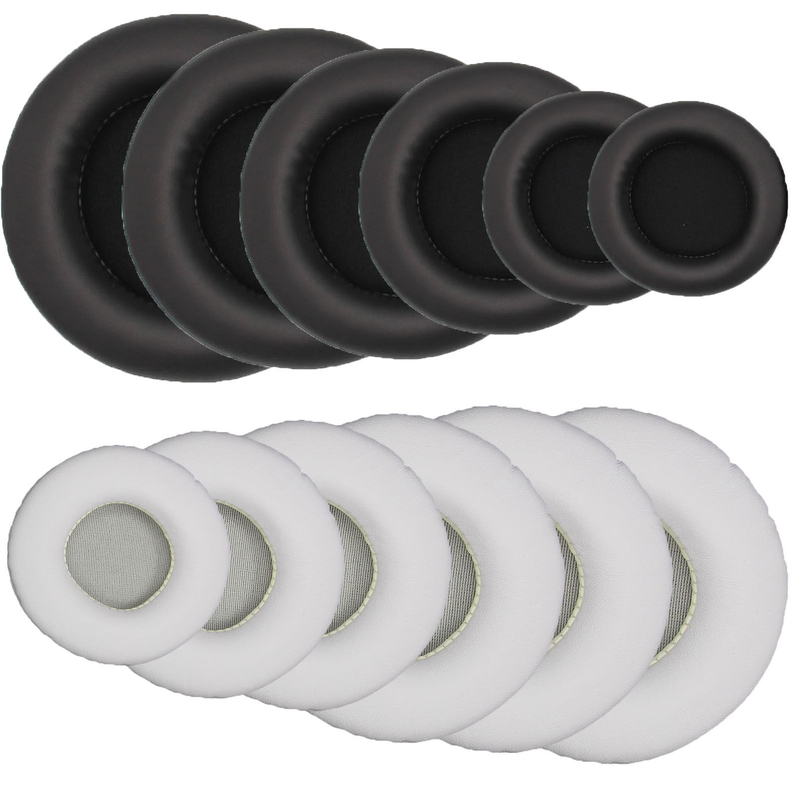 头戴式45-110mm蛋白皮耳机套圆形通用网咖耳罩海绵保护套游戏耳机保护套黑色45mm耳塞头戴式耳机套替换耳套