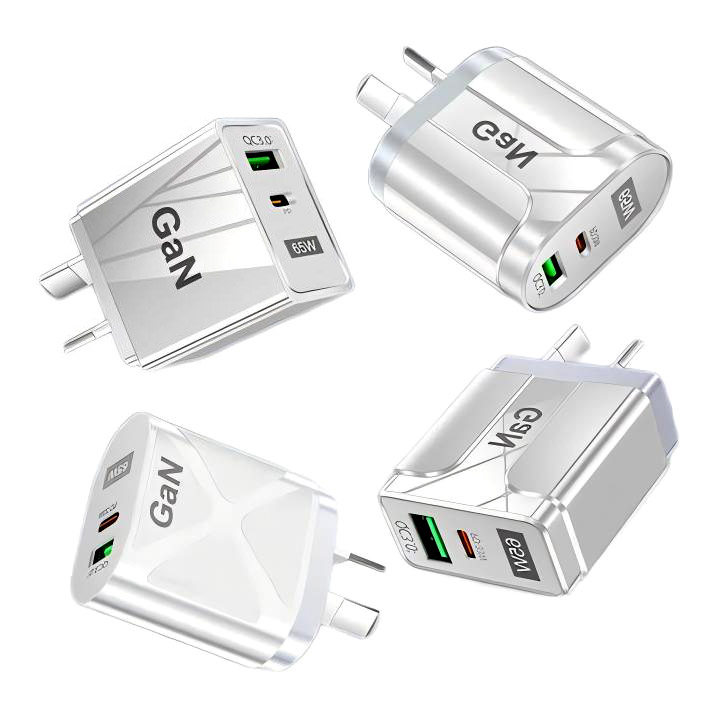 40w30w澳规65Wgan氮化镓充电器QC3.0电源双C口type-c八字脚三孔插座55w澳洲旅充火车站PD手机usb快充充电插头