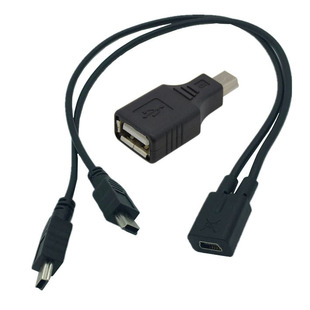 mini USB母转typec转接头T型口转安卓micro数据线usb供电线一分二
