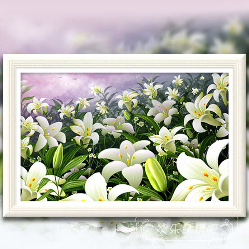 百合花十字绣2025新款满绣客厅卧室线绣花卉系列钻石画5d满钻小件