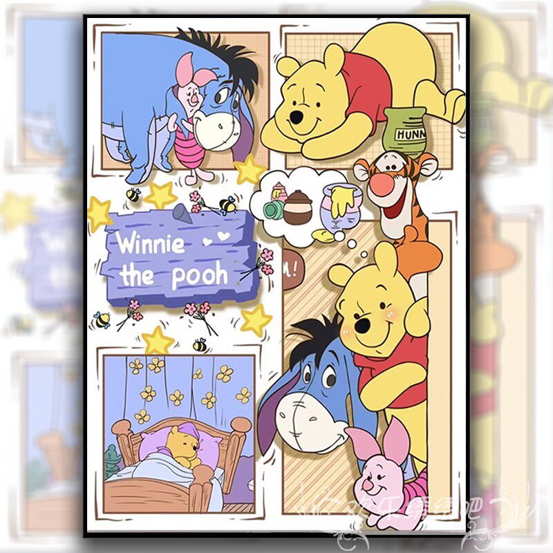 diy卡通动漫小熊维尼系列十字绣2025新款点贴钻石画圆钻手工小画