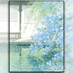 十字绣自己绣2025新款满绣古风凉亭花卉半成品自己绣刺绣钻石贴画