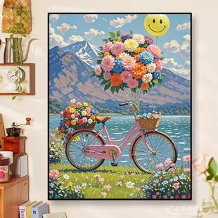 鲜花列车印花十字绣2026新款治愈系风景钻石贴画5d满钻初学者手工