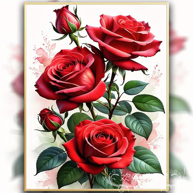花卉系列玫瑰花十字绣2025新款客厅线绣手工初学简单刺绣钻石贴画
