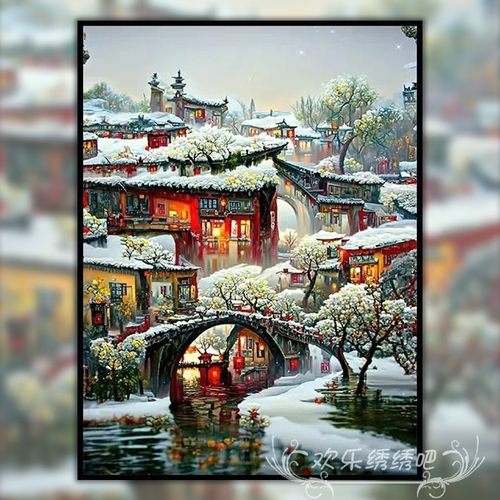 客厅冬季唯美风景十字绣