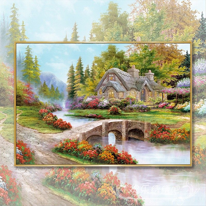 满绣十字绣2025新款线绣欧式风景油画客厅小幅自己绣卧室钻石贴画