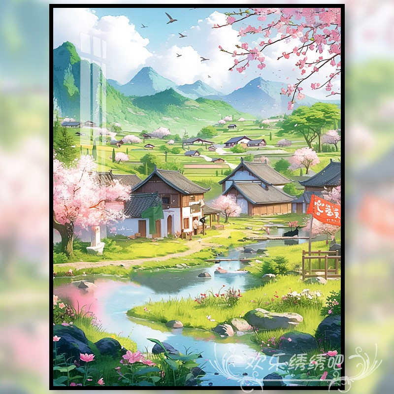 世外桃源十字绣2025新款线绣刺绣中国风景手工diy钻石画贴钻自粘