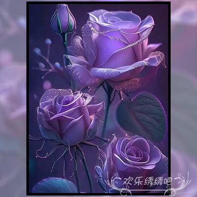 玫瑰花餐厅十字绣现代简约