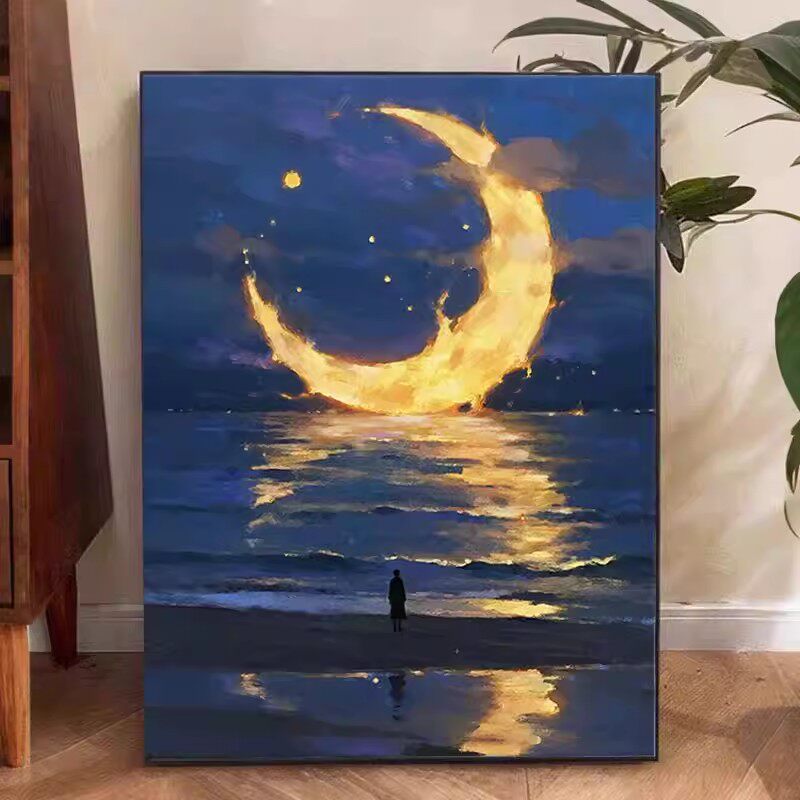 高端十字绣满绣2026新款月亮海景半成品自己绣小件刺绣钻石画满钻