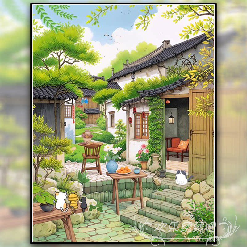 十字绣2026新款线绣中国风乡村小院自己绣小件diy自制刺绣钻石画