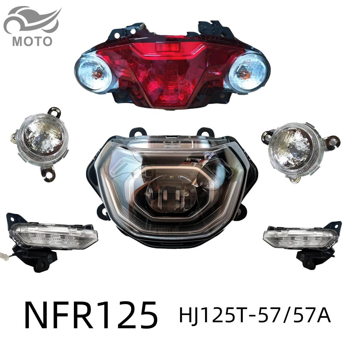 适用豪爵NFR125摩托车配件HJ125T-57A原装大灯前转向灯后刹车尾灯
