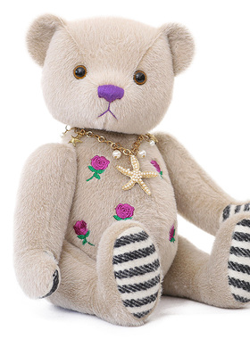 明仁精品玫瑰花五关节熊毛绒玩具泰迪小熊公仔情人节礼物装饰玩偶