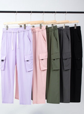 Fashion Cargo Pants Straight Wide Leg Casual Trousers Unisex