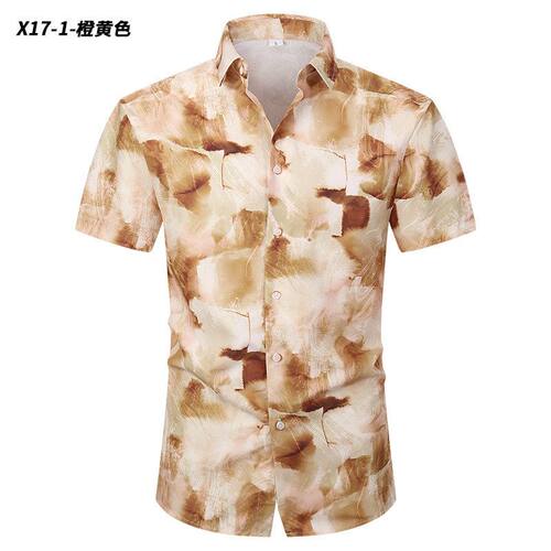 短袖衬衫夏威夷衬衣痞帅夏季男