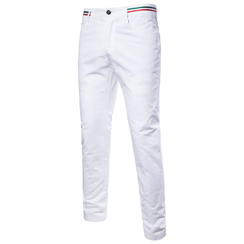 Men Stretch White Pants Mens Slim Trousers Casual Pantalones在类目 男装, 休闲裤中 - 来自Buy2taobao.com提供专业的淘宝代购服务