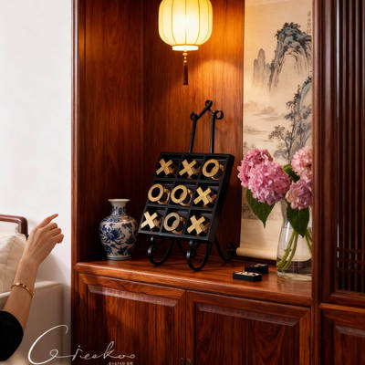 XO三子棋手工黑金棋盘摆件客厅书房家居井字棋艺术装饰品家居装饰