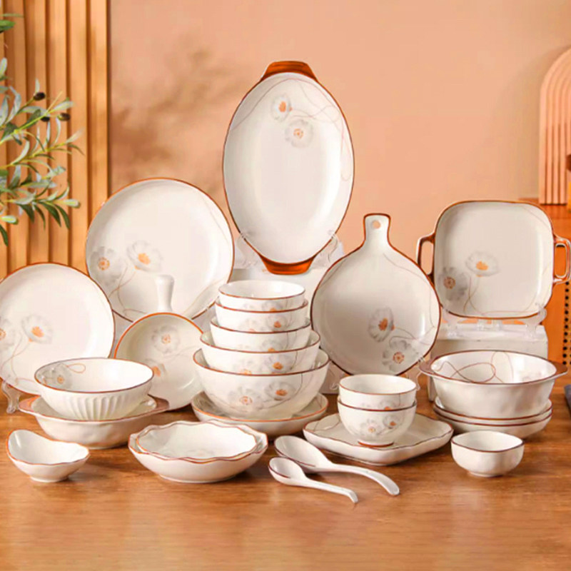 晋宝源中式陶瓷餐具套装岁月静好高颜值碗盘碟家用陶瓷碗餐具套装,餐饮具,餐具瓷器套装,淘宝优惠券,粉丝福利购,淘宝优惠卷