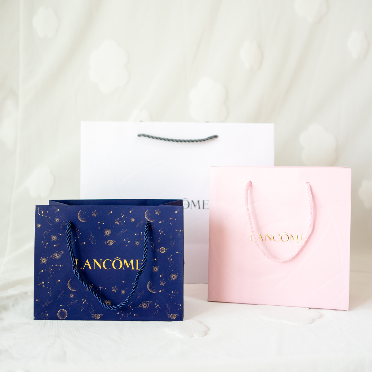 包邮！兰蔻专柜礼品袋 白色中号小号手提袋情人节口红香水礼品袋