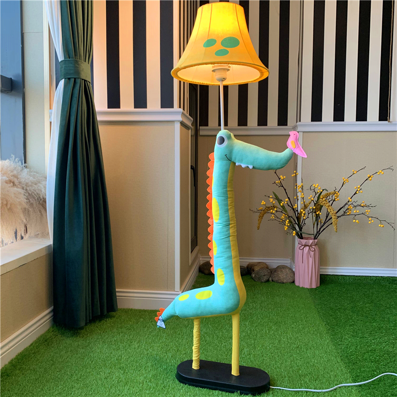 可爱卡通卧室客厅田园儿童房ins风少女布艺床头台灯落地灯动物灯